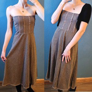 Free People Strapless Gold Midi Dress Small
